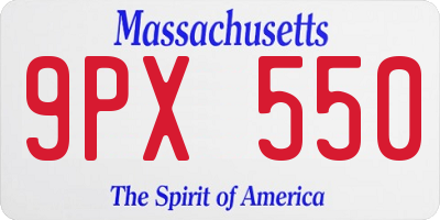 MA license plate 9PX550
