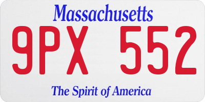 MA license plate 9PX552