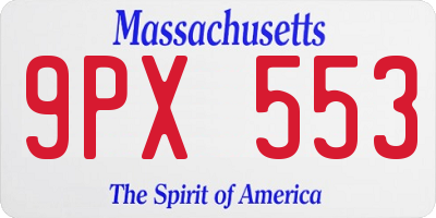 MA license plate 9PX553