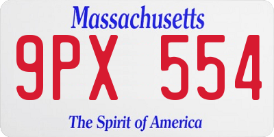 MA license plate 9PX554