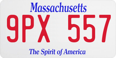 MA license plate 9PX557