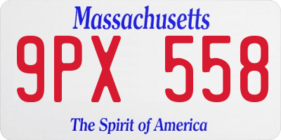 MA license plate 9PX558