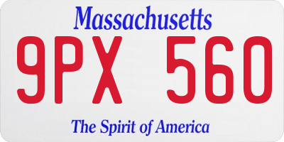 MA license plate 9PX560