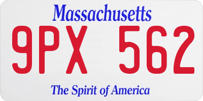 MA license plate 9PX562