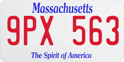 MA license plate 9PX563