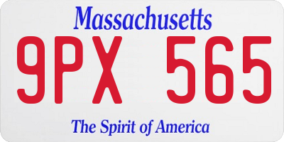 MA license plate 9PX565