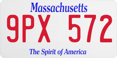 MA license plate 9PX572