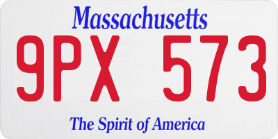 MA license plate 9PX573