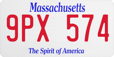 MA license plate 9PX574