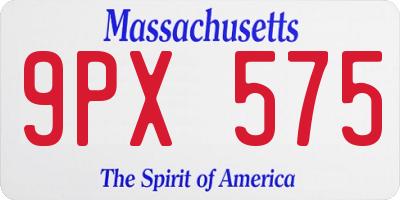 MA license plate 9PX575