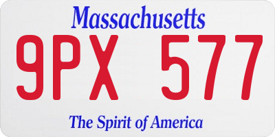 MA license plate 9PX577