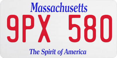MA license plate 9PX580