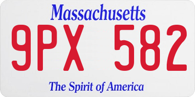 MA license plate 9PX582