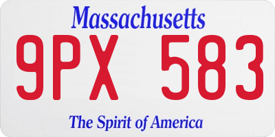 MA license plate 9PX583