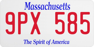 MA license plate 9PX585