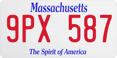 MA license plate 9PX587