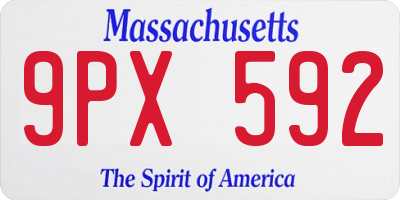 MA license plate 9PX592