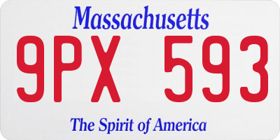 MA license plate 9PX593