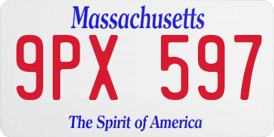 MA license plate 9PX597
