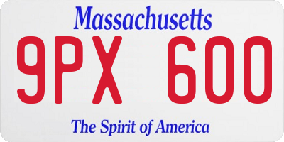 MA license plate 9PX600