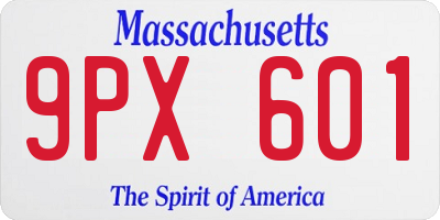 MA license plate 9PX601