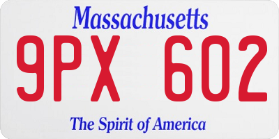 MA license plate 9PX602