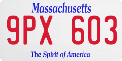 MA license plate 9PX603