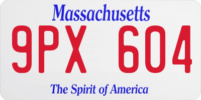 MA license plate 9PX604