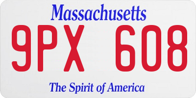 MA license plate 9PX608