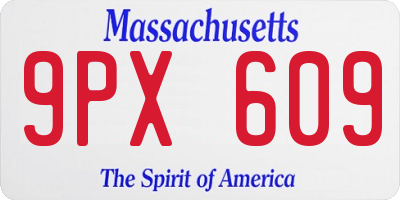 MA license plate 9PX609