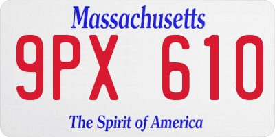 MA license plate 9PX610