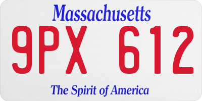 MA license plate 9PX612