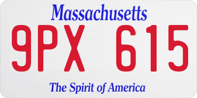 MA license plate 9PX615