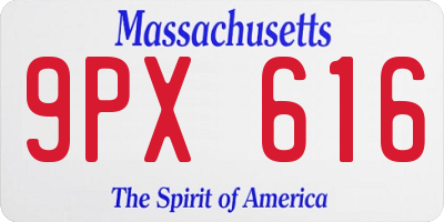 MA license plate 9PX616
