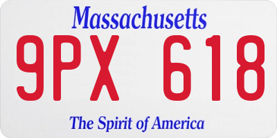 MA license plate 9PX618