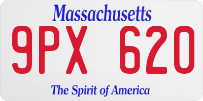MA license plate 9PX620