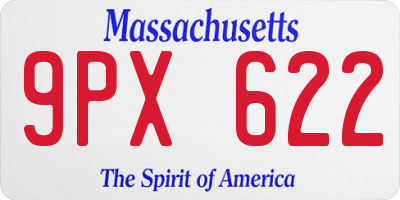 MA license plate 9PX622