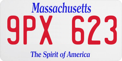 MA license plate 9PX623