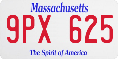 MA license plate 9PX625