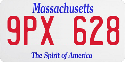 MA license plate 9PX628