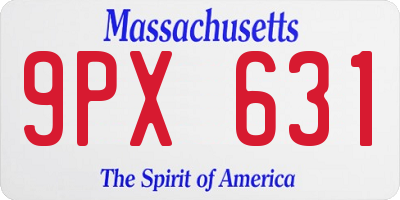MA license plate 9PX631