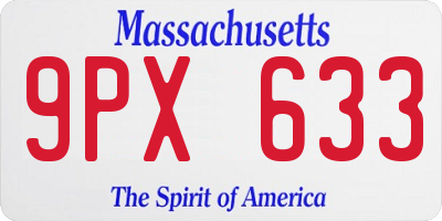 MA license plate 9PX633