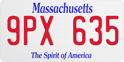 MA license plate 9PX635