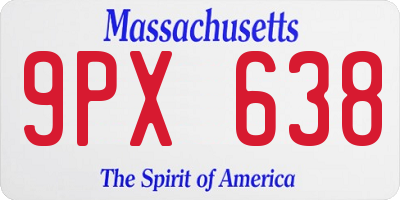 MA license plate 9PX638