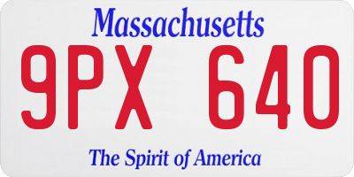 MA license plate 9PX640
