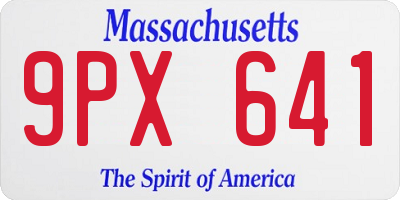 MA license plate 9PX641