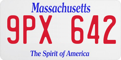 MA license plate 9PX642
