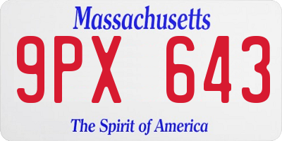 MA license plate 9PX643