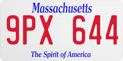 MA license plate 9PX644