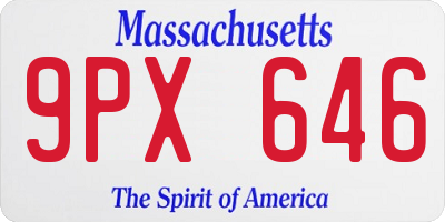 MA license plate 9PX646